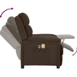 vidaXL Sillón de masaje eléctrico tela marrón oscuro Marr&oacute;n oscuro Sale