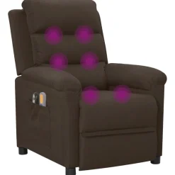 vidaXL Sillón de masaje eléctrico tela marrón oscuro Marr&oacute;n oscuro Sale