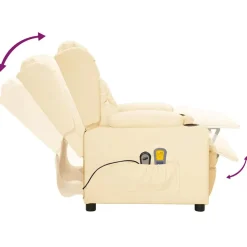 vidaXL Sillón de masaje eléctrico cuero sintético Crema Hot