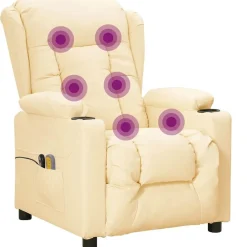 vidaXL Sillón de masaje eléctrico cuero sintético Crema Hot