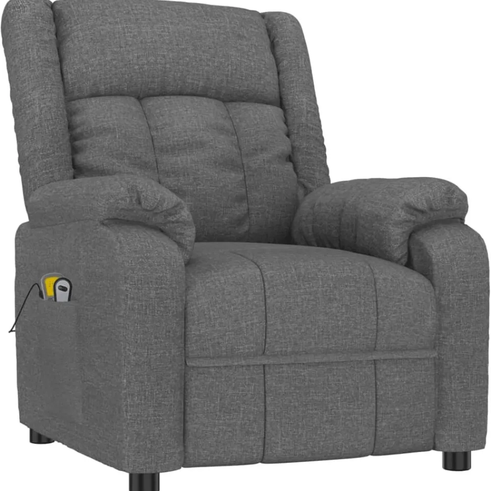 vidaXL Sillón de masaje eléctrico tela Gris oscuro Best