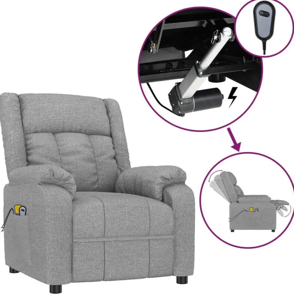 vidaXL Sillas-Sillón de masaje eléctrico tela