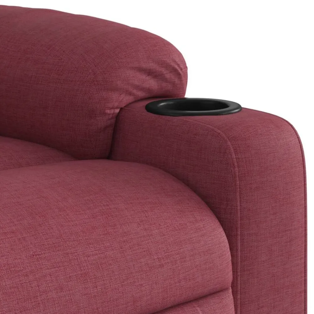 vidaXL Sillas-Sillón de masaje elevable eléctrico tela rojo tinto