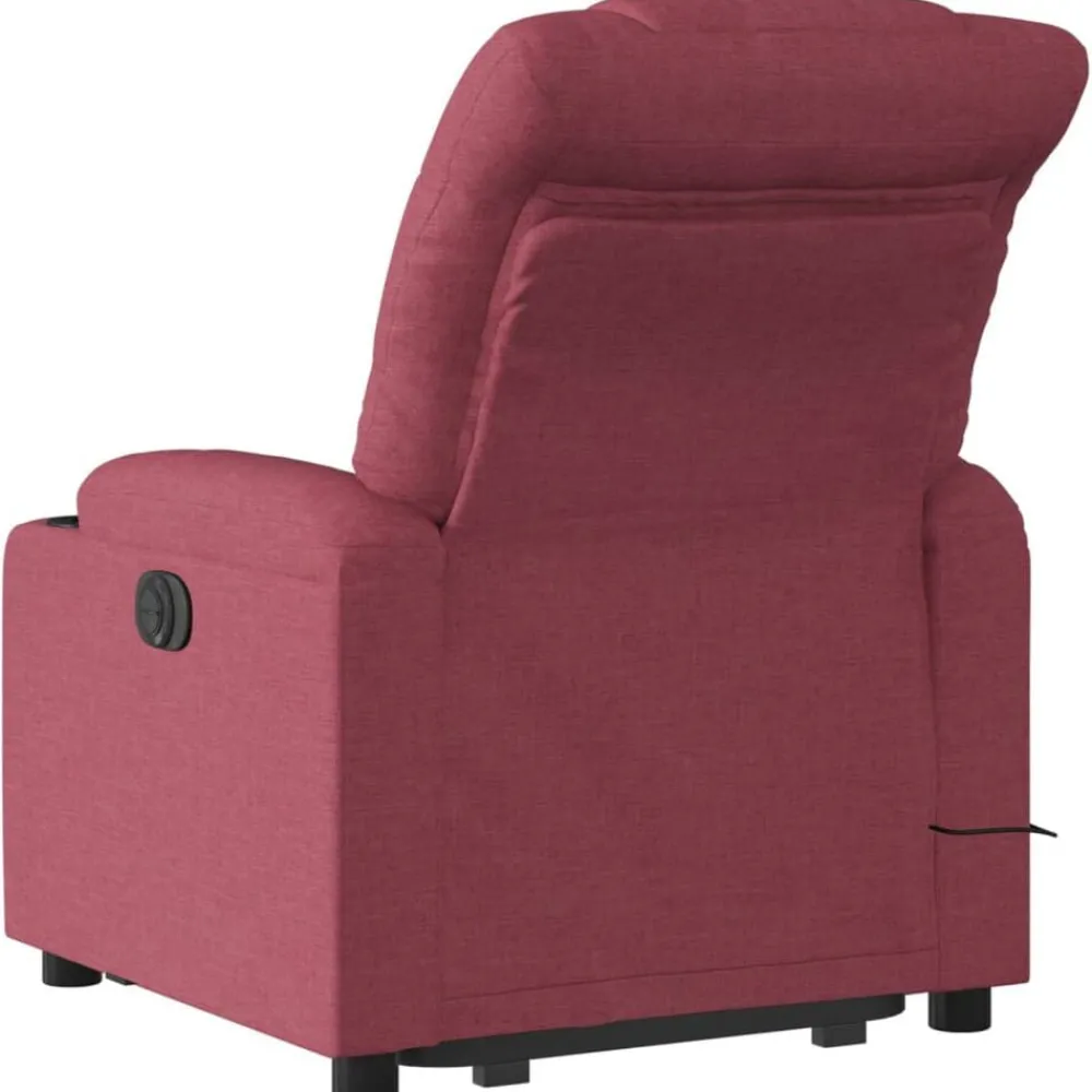 vidaXL Sillas-Sillón de masaje elevable eléctrico tela rojo tinto