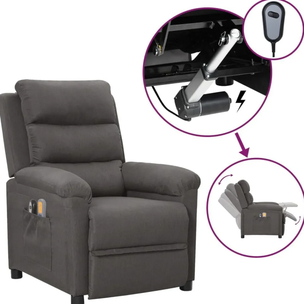 vidaXL Sillas-Sillón de masaje eléctrico tela