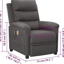 vidaXL Sillas-Sillón de masaje eléctrico tela