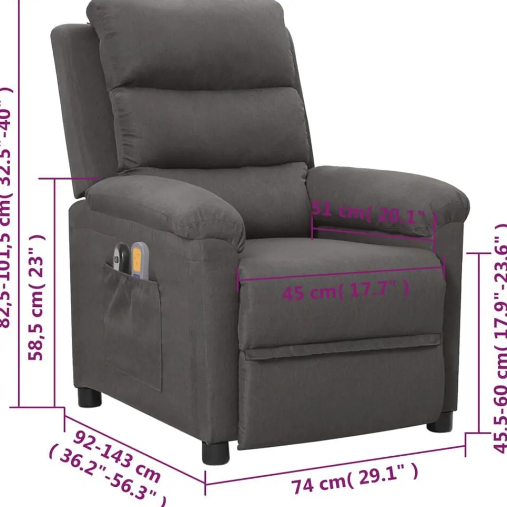 vidaXL Sillas-Sillón de masaje eléctrico tela