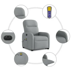 vidaXL Sillas-Sillón de masaje eléctrico reclinable elevable tela