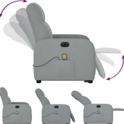 vidaXL Sillas-Sillón de masaje eléctrico reclinable elevable tela