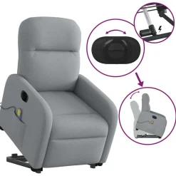 vidaXL Sillas-Sillón de masaje eléctrico reclinable elevable tela