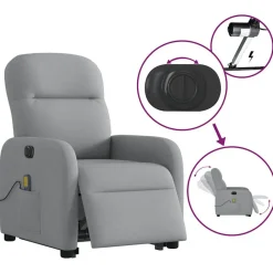 vidaXL Sillas-Sillón de masaje eléctrico reclinable elevable tela