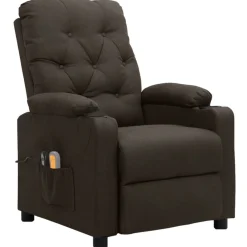 vidaXL Sillas-Sillón de masaje eléctrico tela marrón oscuro
