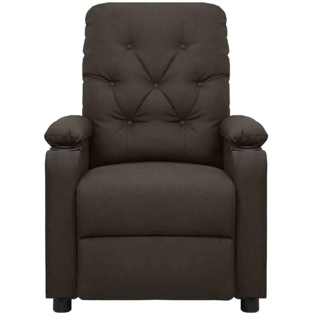 vidaXL Sillas-Sillón de masaje eléctrico tela marrón oscuro