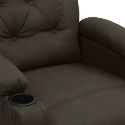 vidaXL Sillas-Sillón de masaje eléctrico tela marrón oscuro