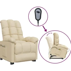 vidaXL Sillón de masaje elevable tela color Crema New