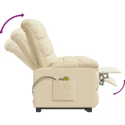 vidaXL Sillón de masaje elevable tela color Crema New
