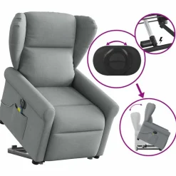 vidaXL Sillas-Sillón de masaje eléctrico reclinable elevable tela