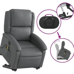 vidaXL Sillas-Sillón de masaje elevable eléctrico cuero sintético