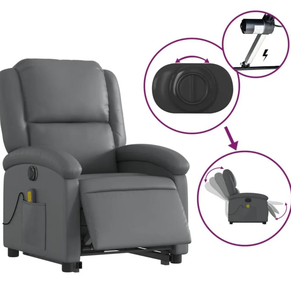 vidaXL Sillas-Sillón de masaje elevable eléctrico cuero sintético