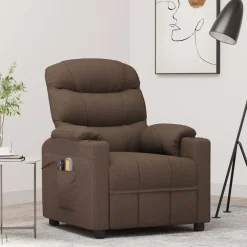 vidaXL Sillas-Sillón de masaje eléctrico tela marrón