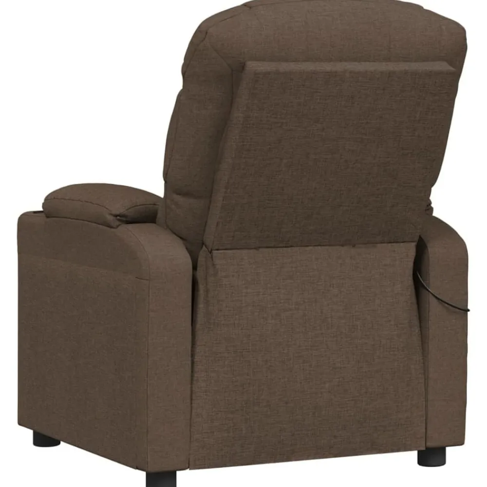 vidaXL Sillas-Sillón de masaje eléctrico tela marrón