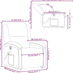 vidaXL Sillón de masaje eléctrico reclinable elevable tela Crema New