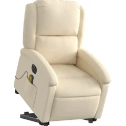 vidaXL Sillón de masaje eléctrico reclinable elevable tela Crema New