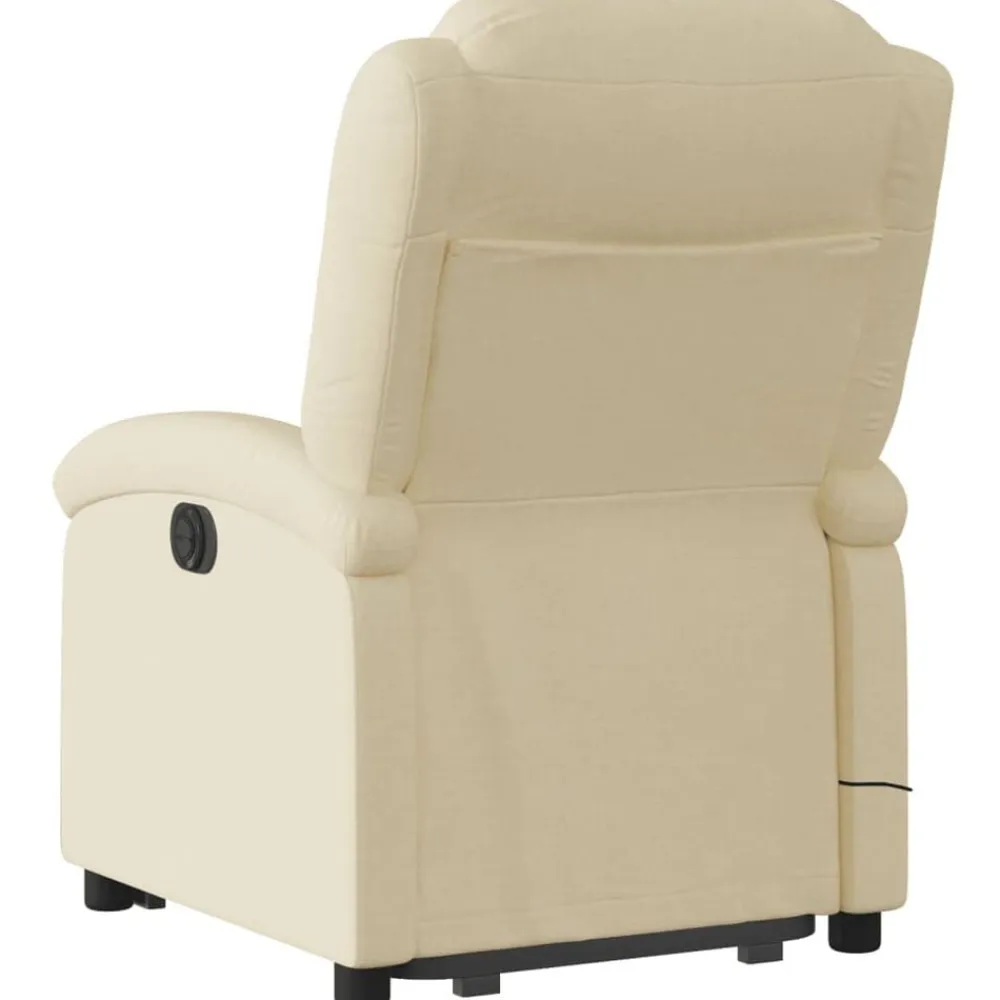 vidaXL Sillón de masaje eléctrico reclinable elevable tela Crema New