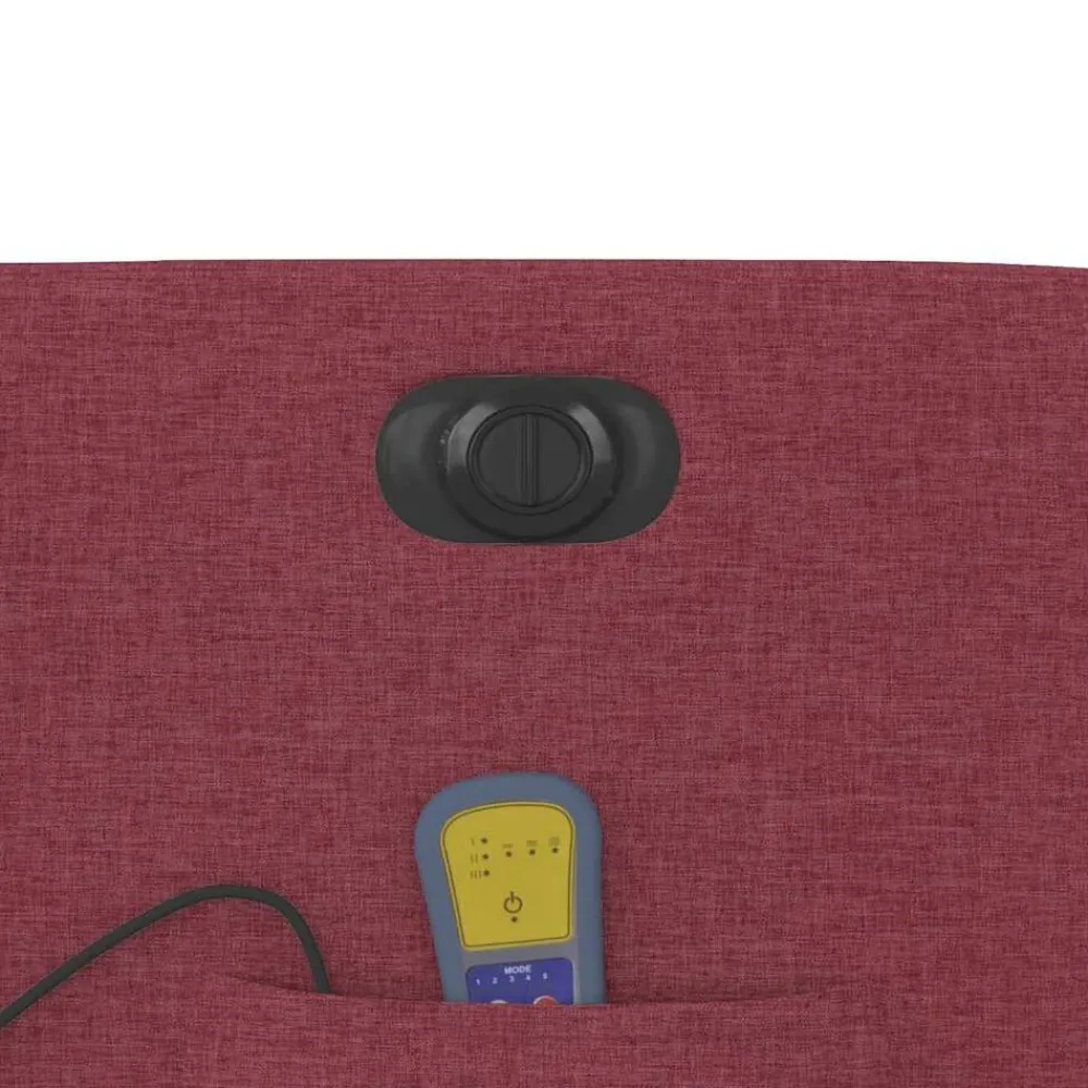 vidaXL Sillón de masaje eléctrico reclinable elevable tela rojo tinto Rojo vino tinto Discount