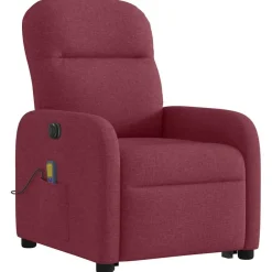 vidaXL Sillón de masaje eléctrico reclinable elevable tela rojo tinto Rojo vino tinto Discount
