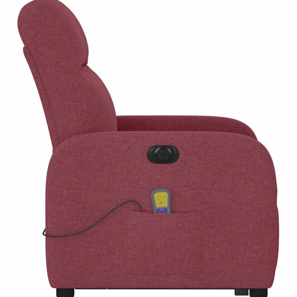 vidaXL Sillón de masaje eléctrico reclinable elevable tela rojo tinto Rojo vino tinto Discount