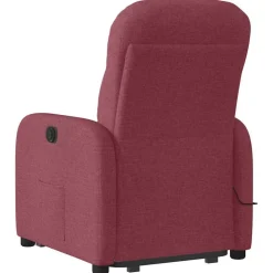 vidaXL Sillón de masaje eléctrico reclinable elevable tela rojo tinto Rojo vino tinto Discount