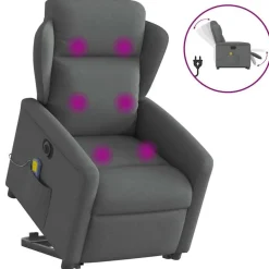 vidaXL Sillón de masaje eléctrico reclinable elevable tela Gris oscuro Online