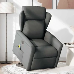 vidaXL Sillón de masaje eléctrico reclinable elevable tela Gris oscuro Online