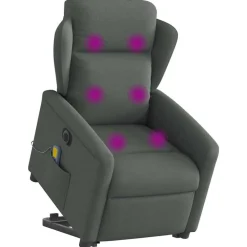 vidaXL Sillón de masaje eléctrico reclinable elevable tela Gris oscuro Online