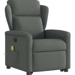 vidaXL Sillón de masaje eléctrico reclinable elevable tela Gris oscuro Online