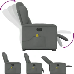 vidaXL Sillón de masaje eléctrico reclinable elevable tela Gris oscuro Online