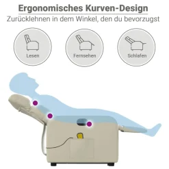 vidaXL Sillón de masaje elevable eléctrico cuero sintético Crema Sale