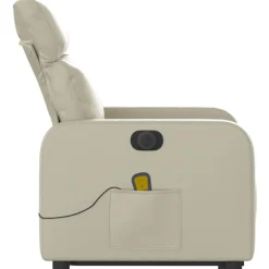 vidaXL Sillón de masaje elevable eléctrico cuero sintético Crema Sale