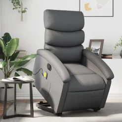 vidaXL Sillas-Sillón de masaje elevable eléctrico cuero sintético