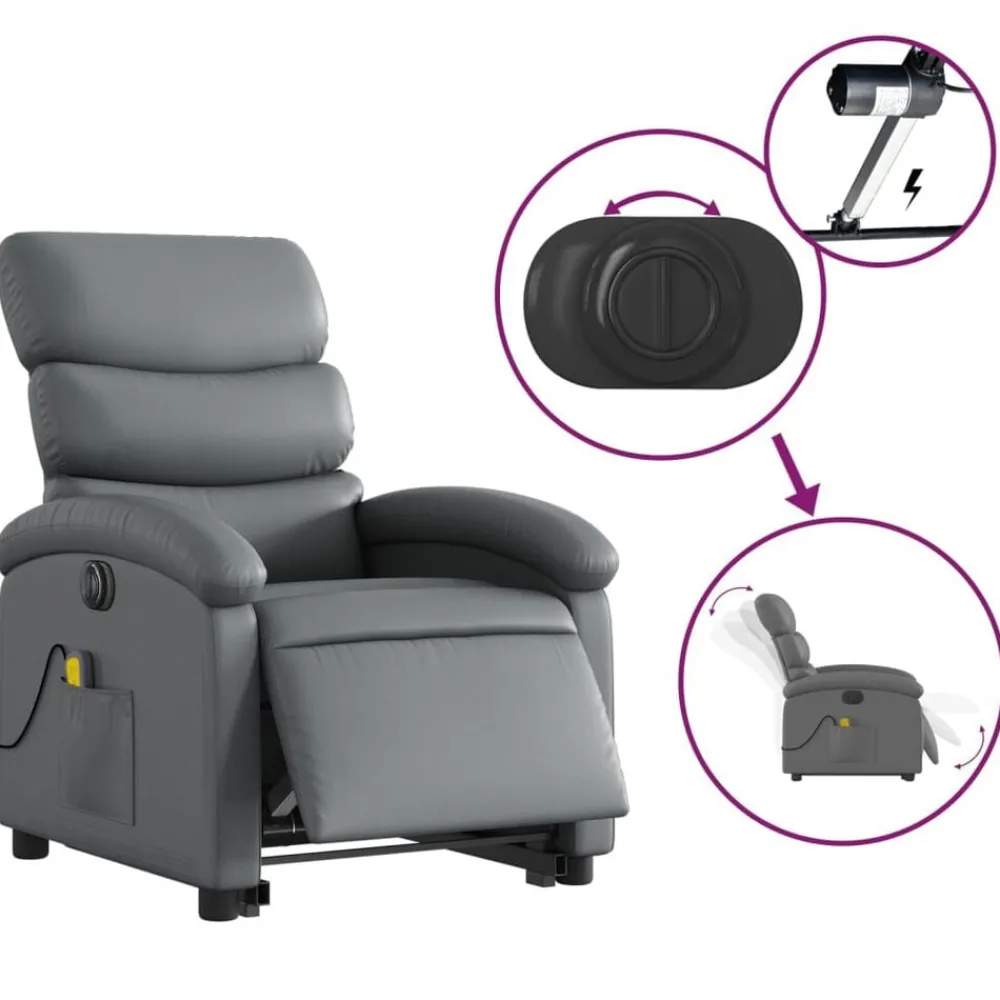 vidaXL Sillas-Sillón de masaje elevable eléctrico cuero sintético