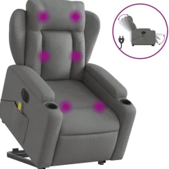 vidaXL Sillas-Sillón de masaje eléctrico reclinable elevable tela