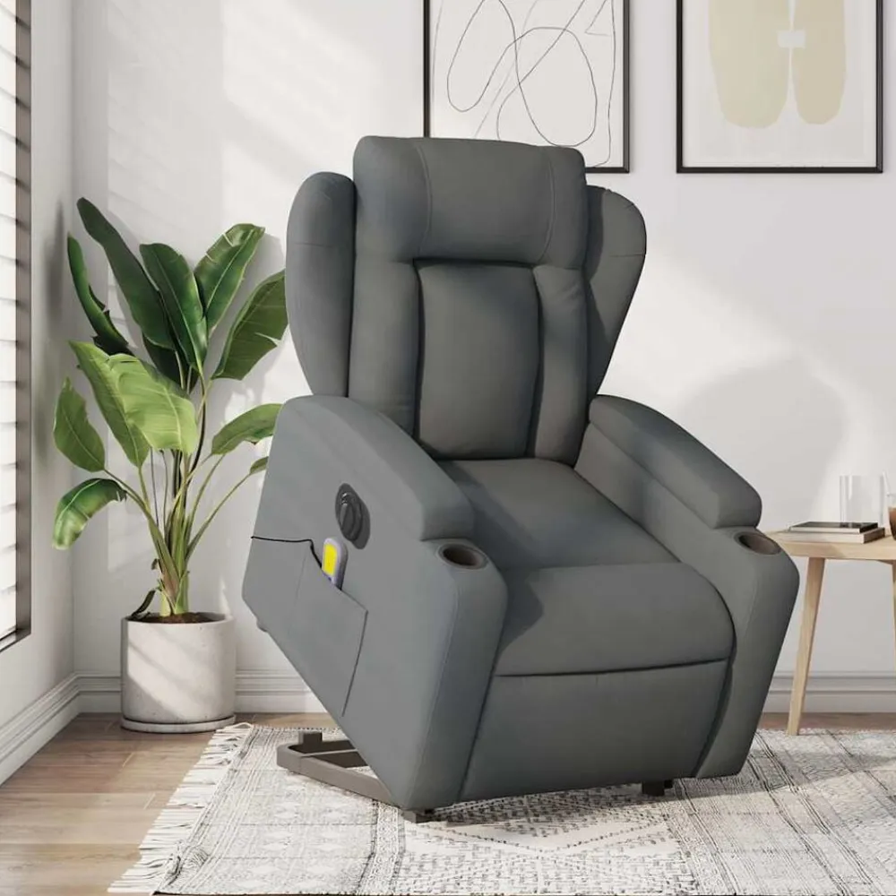 vidaXL Sillas-Sillón de masaje eléctrico reclinable elevable tela
