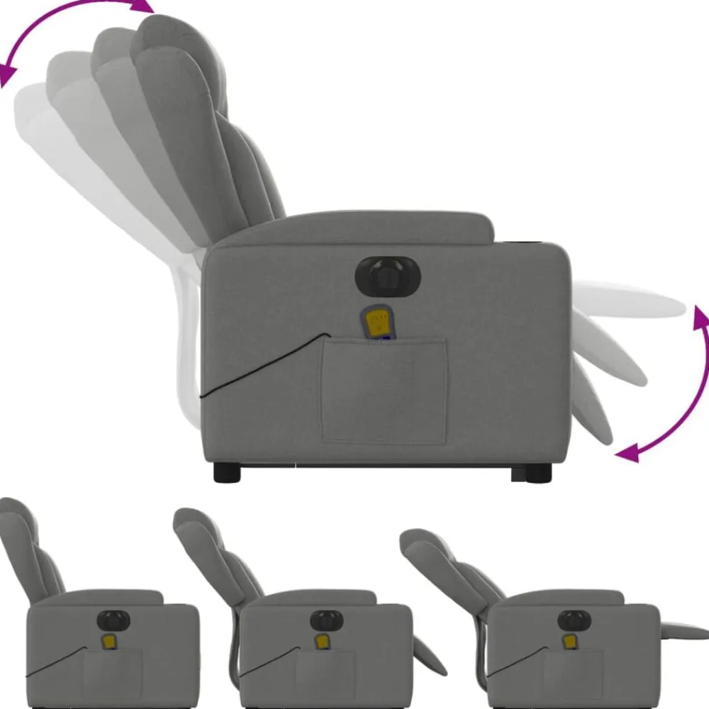 vidaXL Sillas-Sillón de masaje eléctrico reclinable elevable tela
