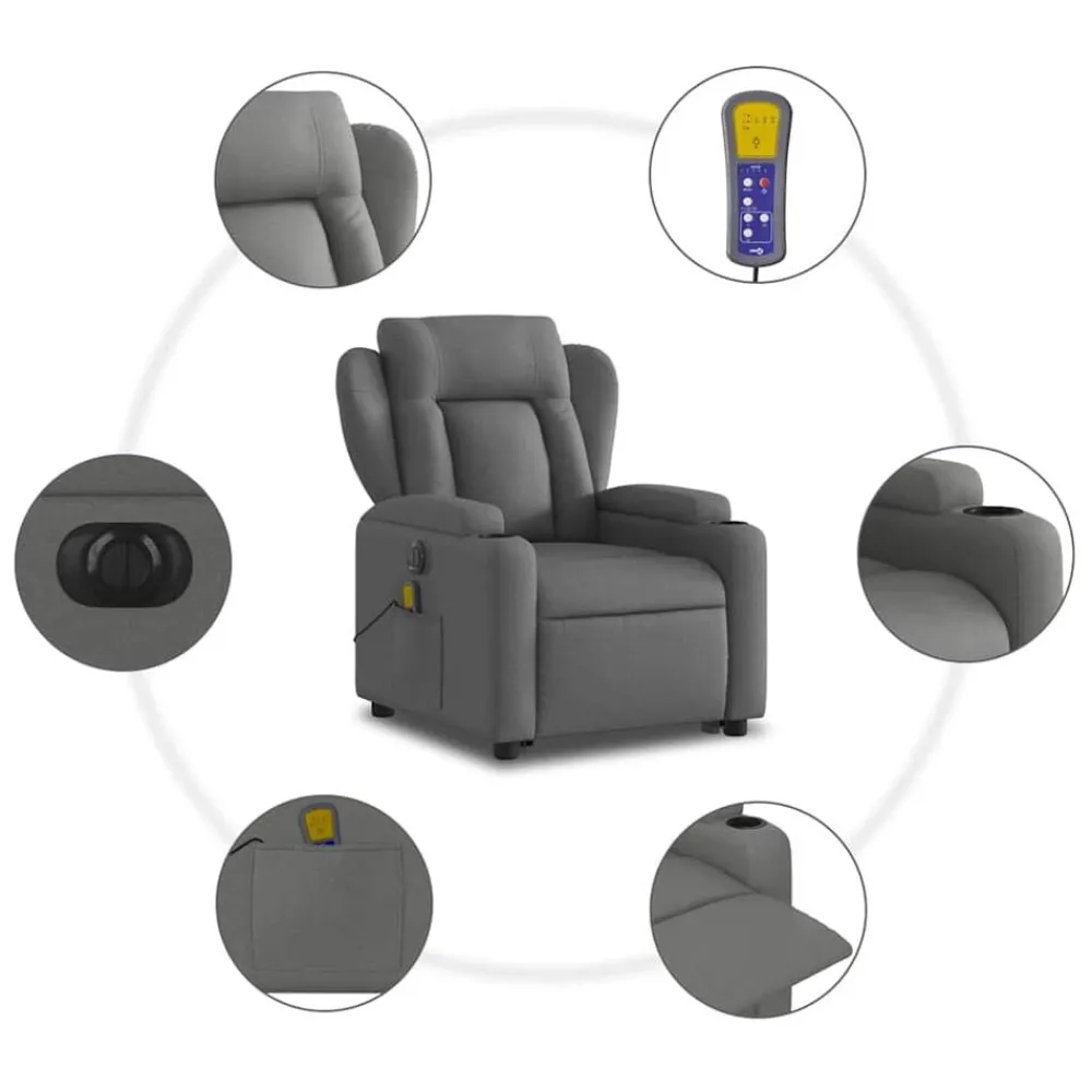 vidaXL Sillas-Sillón de masaje eléctrico reclinable elevable tela