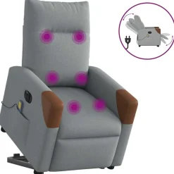 vidaXL Sillón de masaje eléctrico reclinable elevable tela Gris claro Discount