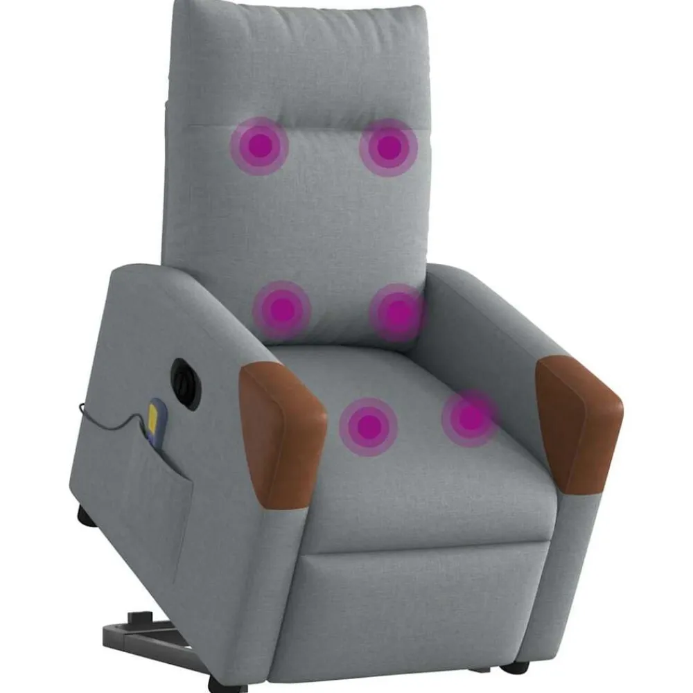 vidaXL Sillón de masaje eléctrico reclinable elevable tela Gris claro Discount