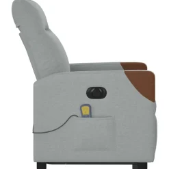 vidaXL Sillón de masaje eléctrico reclinable elevable tela Gris claro Discount