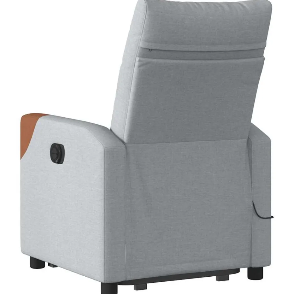vidaXL Sillón de masaje eléctrico reclinable elevable tela Gris claro Discount