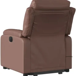 vidaXL Sillas-Sillón de masaje elevable eléctrico cuero sintético marrón